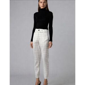 NYDJ Lift Tuck Womens Pants Sz 4 White Black Pattern Preppy Academia Work Office